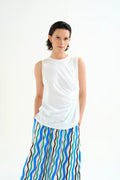 Camisa blanca 100% algod¨®n con detalle drapeado
