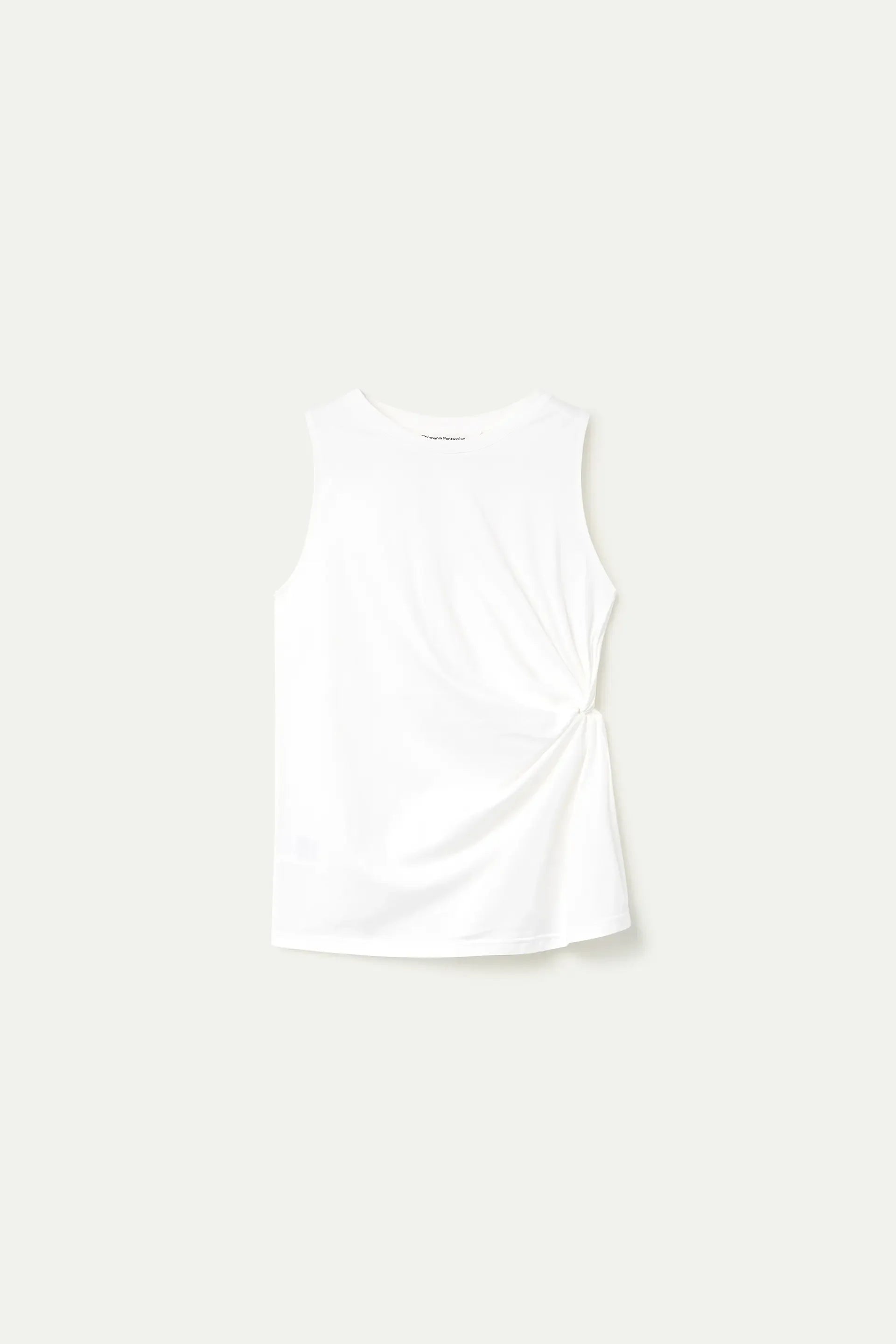 Camisa blanca 100% algod¨®n con detalle drapeado