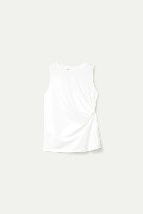 Camisa blanca 100% algod¨®n con detalle drapeado