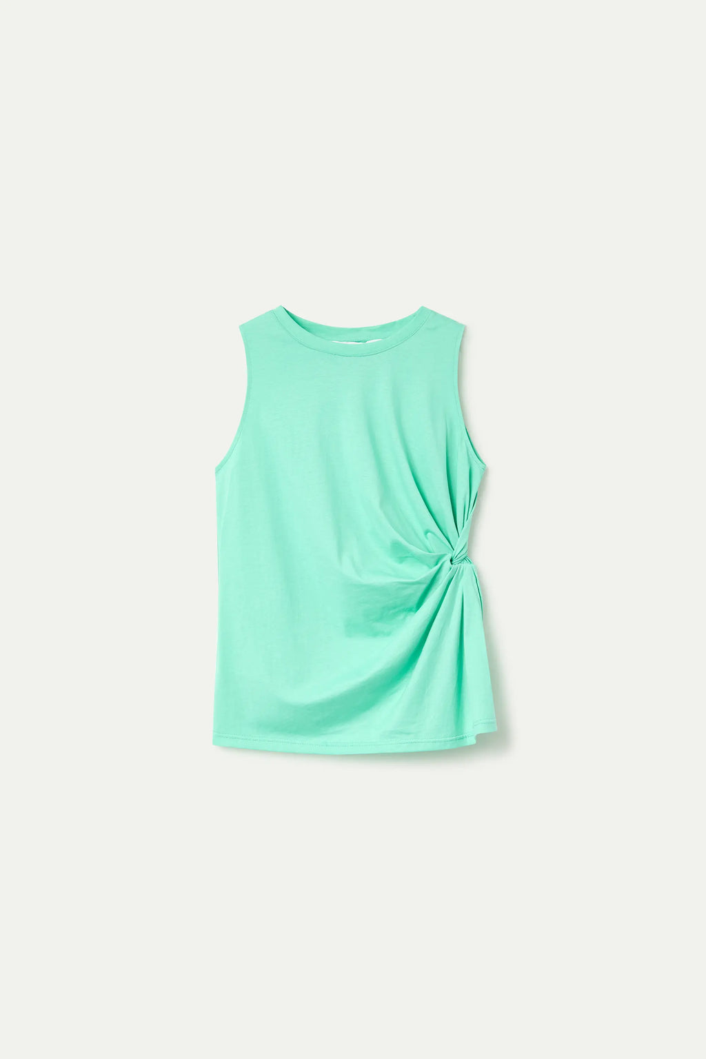 Camisa verde 100% algod¨®n con detalle drapeado