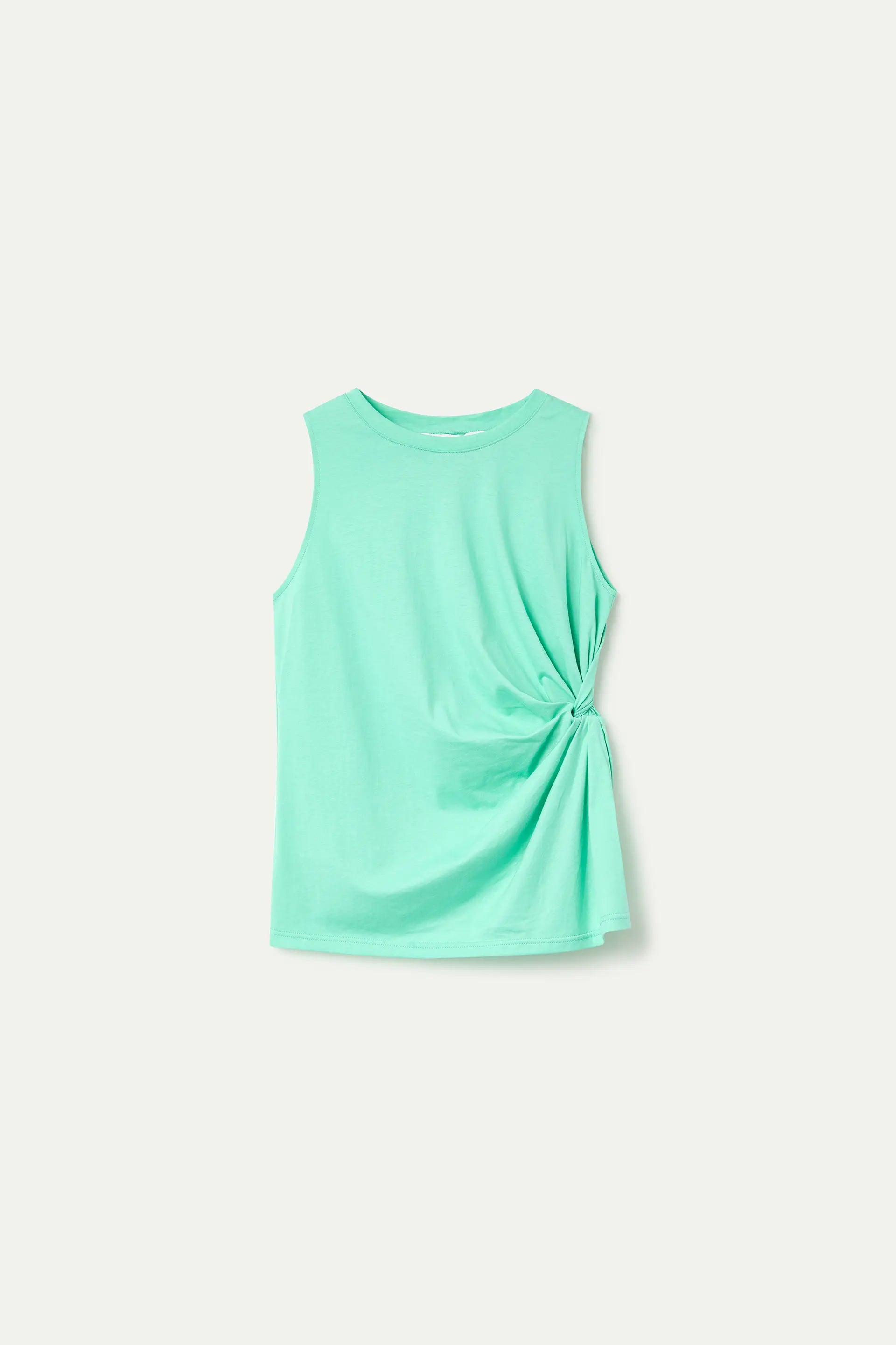 Camisa verde 100% algod¨®n con detalle drapeado