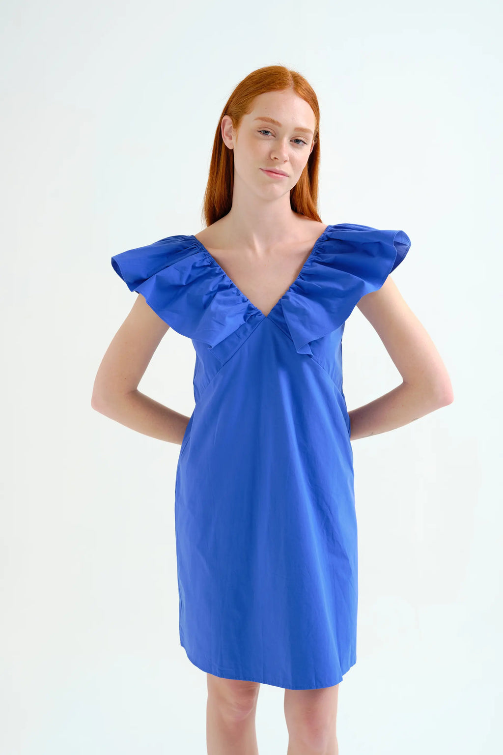 Vestido corto azul 100% algod¨®n