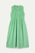 Vestido largo 100% algod¨®n cuadros vichy verde claro