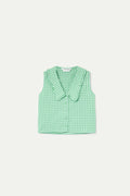Top 100% algod¨®n cuadros vichy verde claro