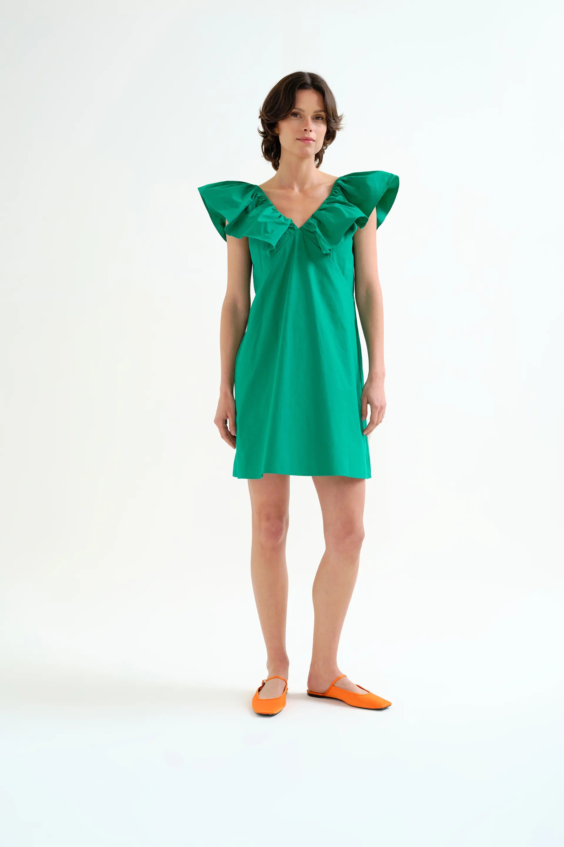 Vestido corto verde 100% algod¨®n