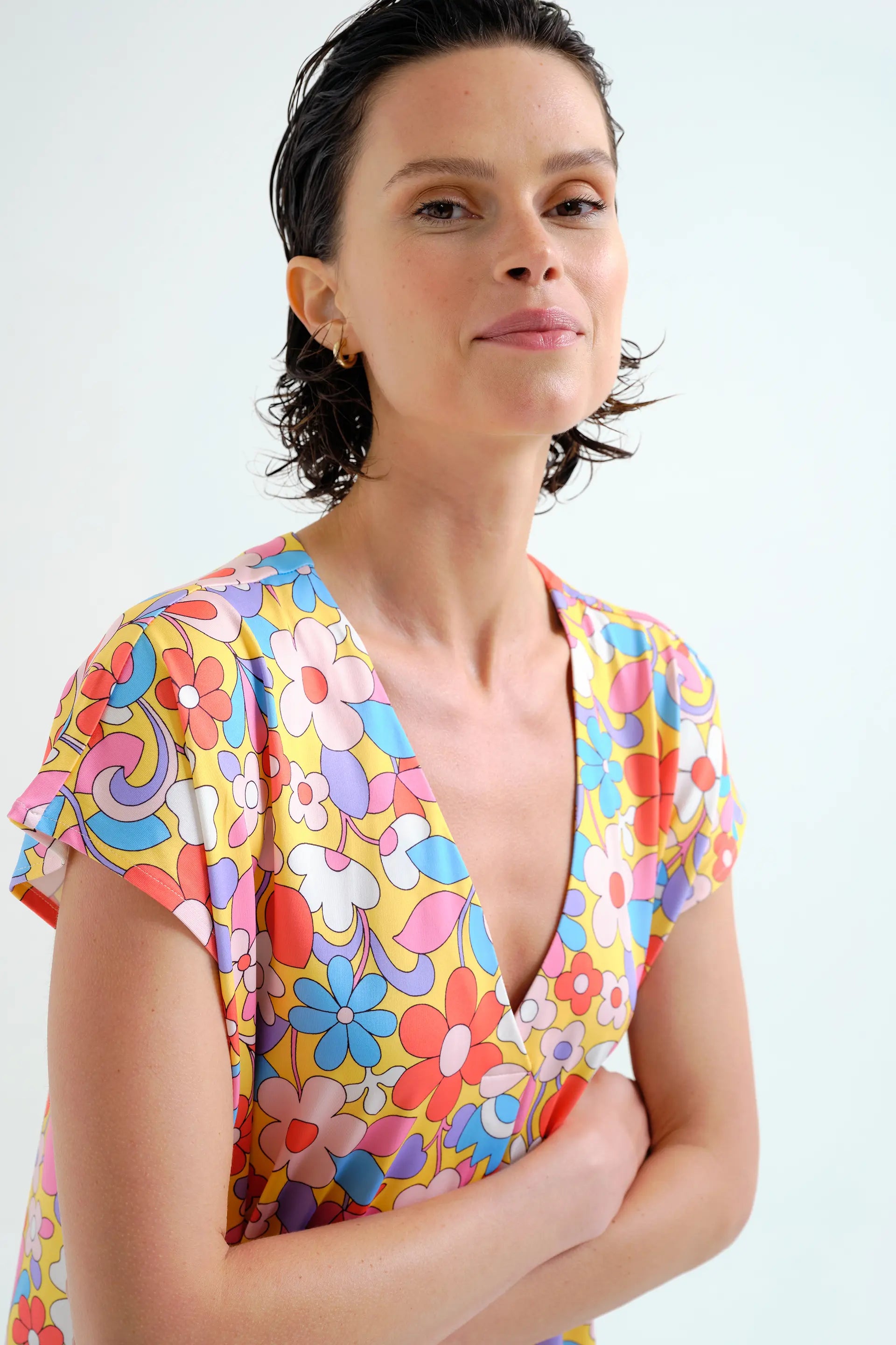 Kaftan largo con estampado Bloom