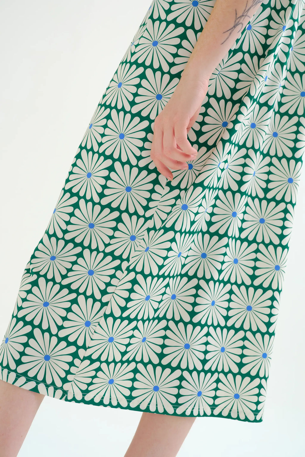 Kaftan largo con estampado Olive Flower Green