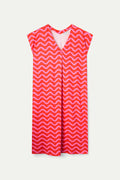 Kaftan largo con estampado Wave Red & Pink