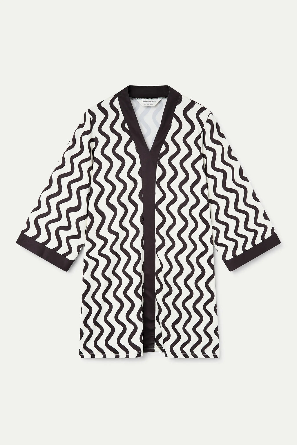 Kaftan corto con estampado Wave Black & White