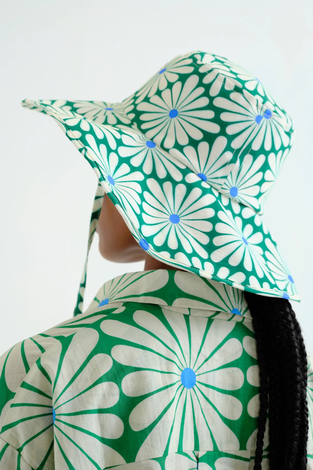 Sombrero con estampado Olive Flower Green