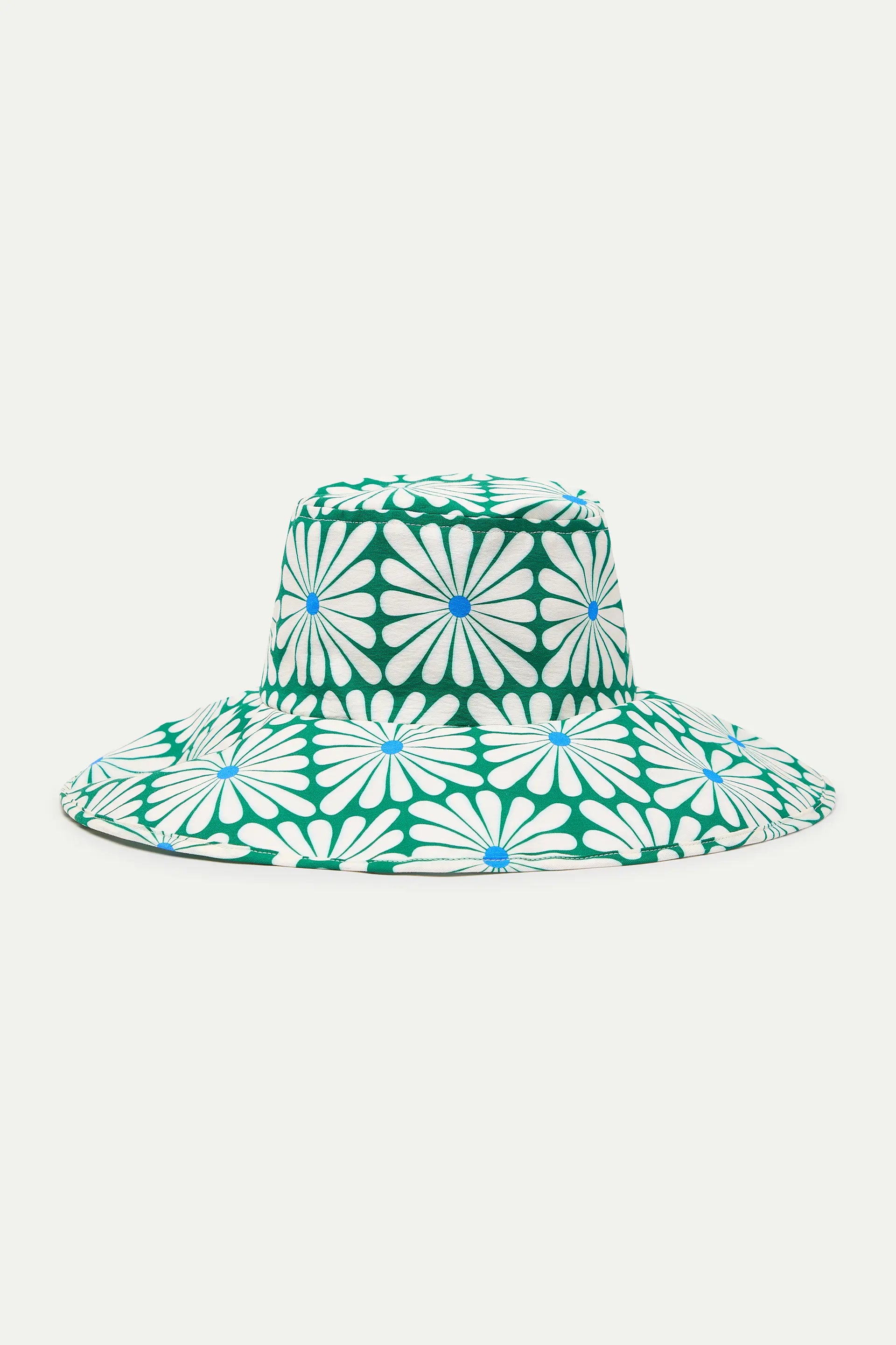 Sombrero con estampado Olive Flower Green