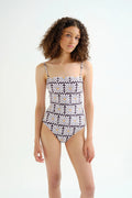 Ba?ador escote recto estampado Olive Flower Black
