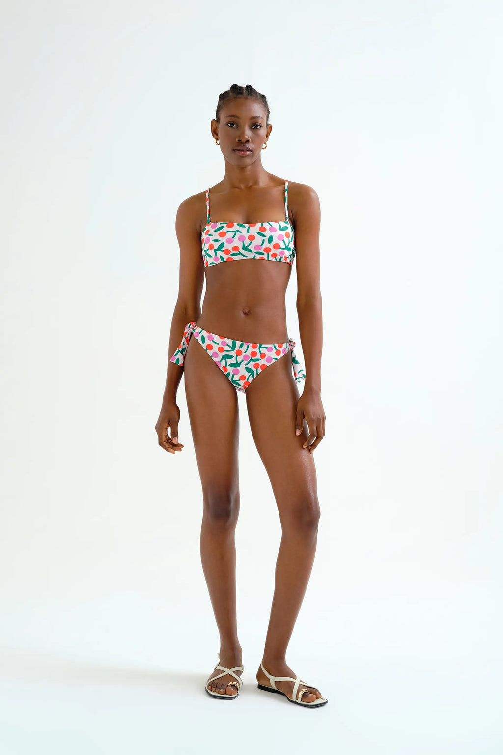 Top bikini recto estampado Guinda