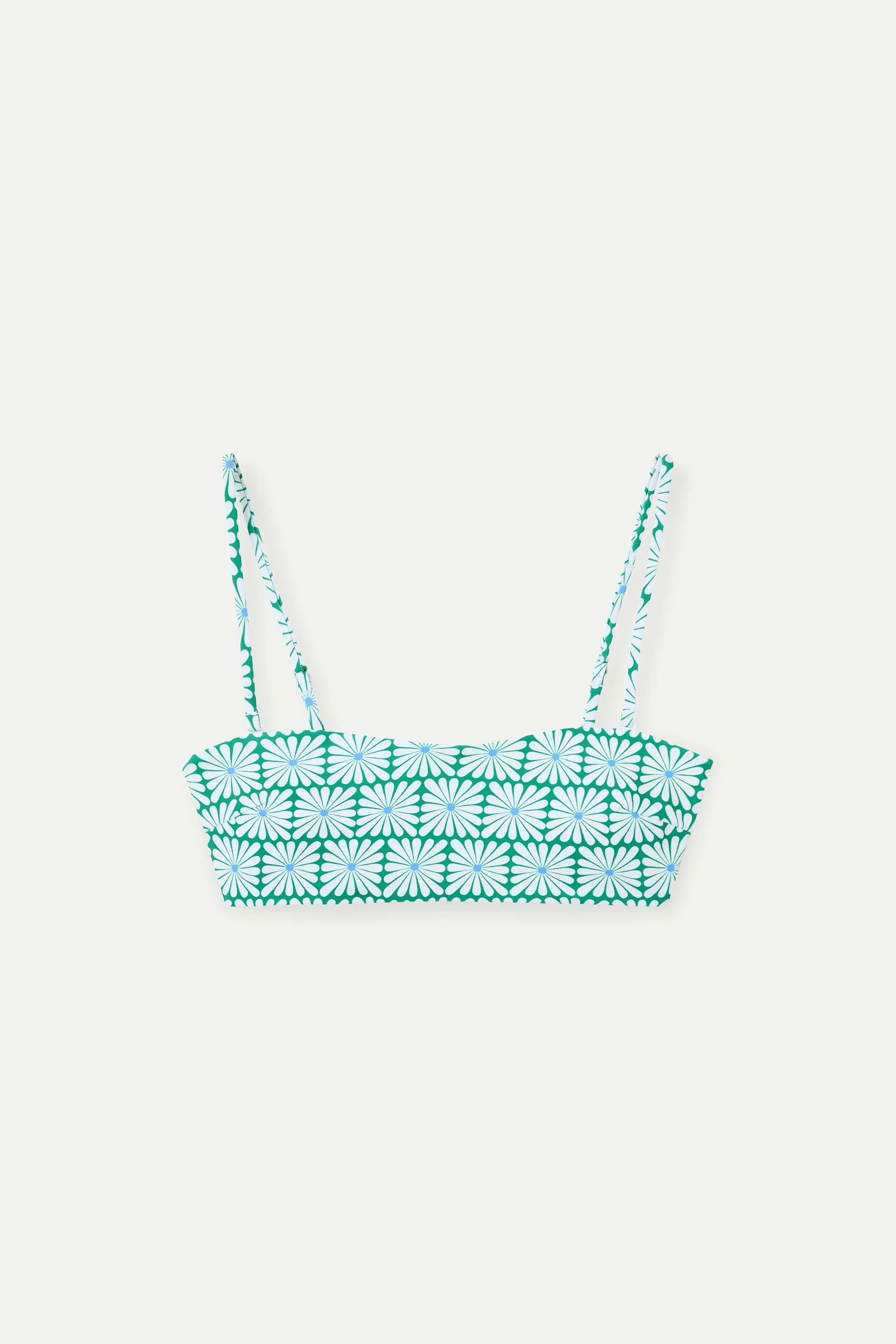 Top bikini recto estampado Olive Flower Green