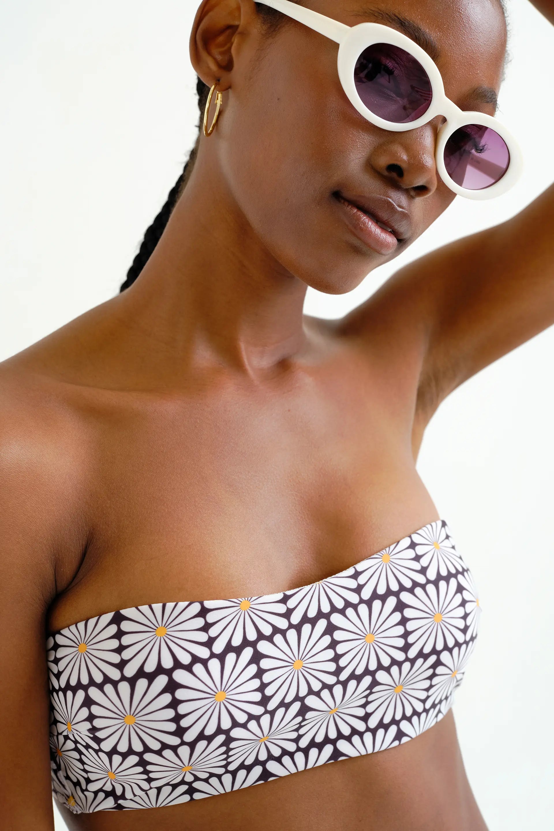 Top bikini recto estampado Olive Flower Black