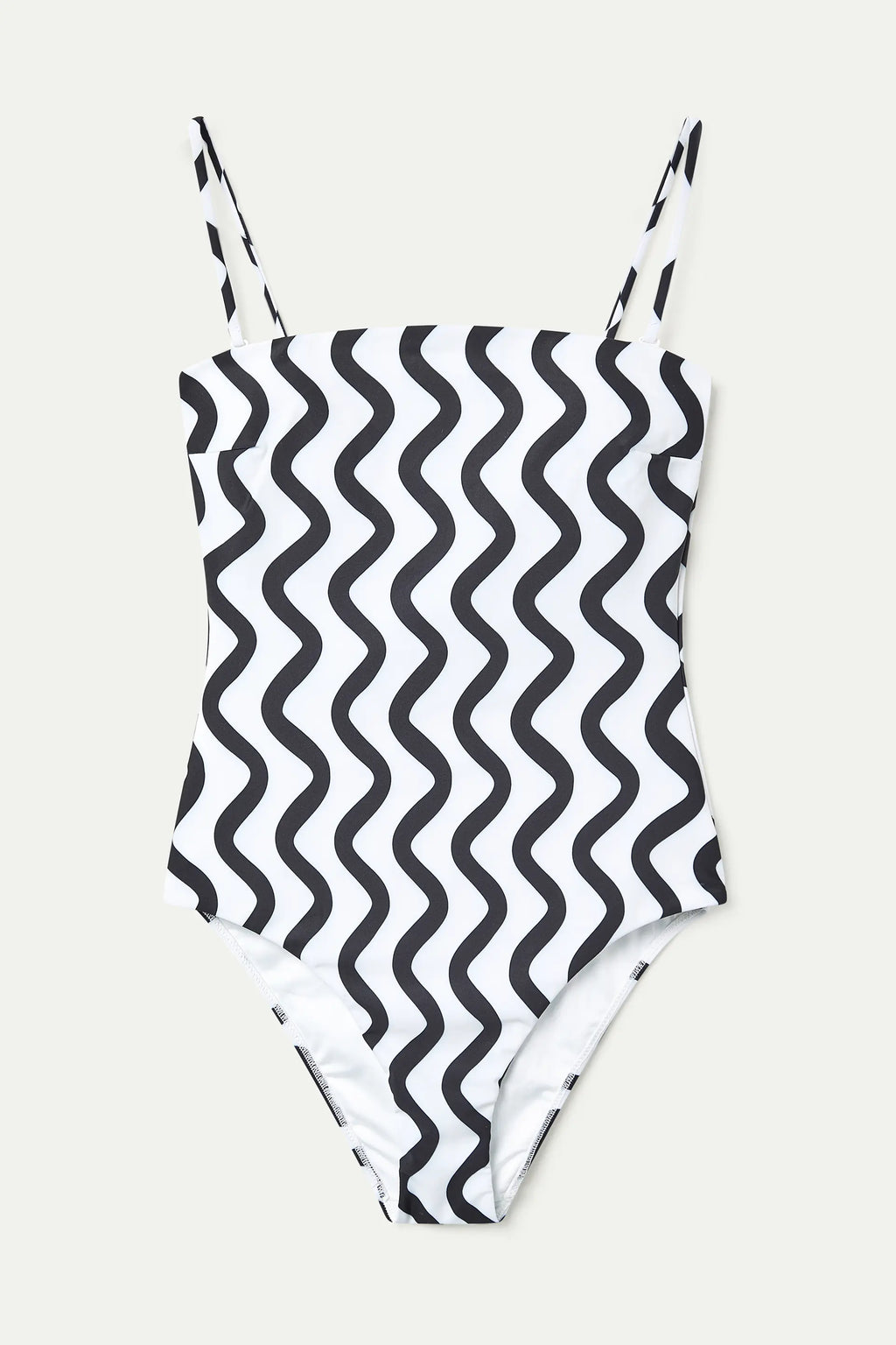 Ba?ador escote recto estampado Wave Black & White