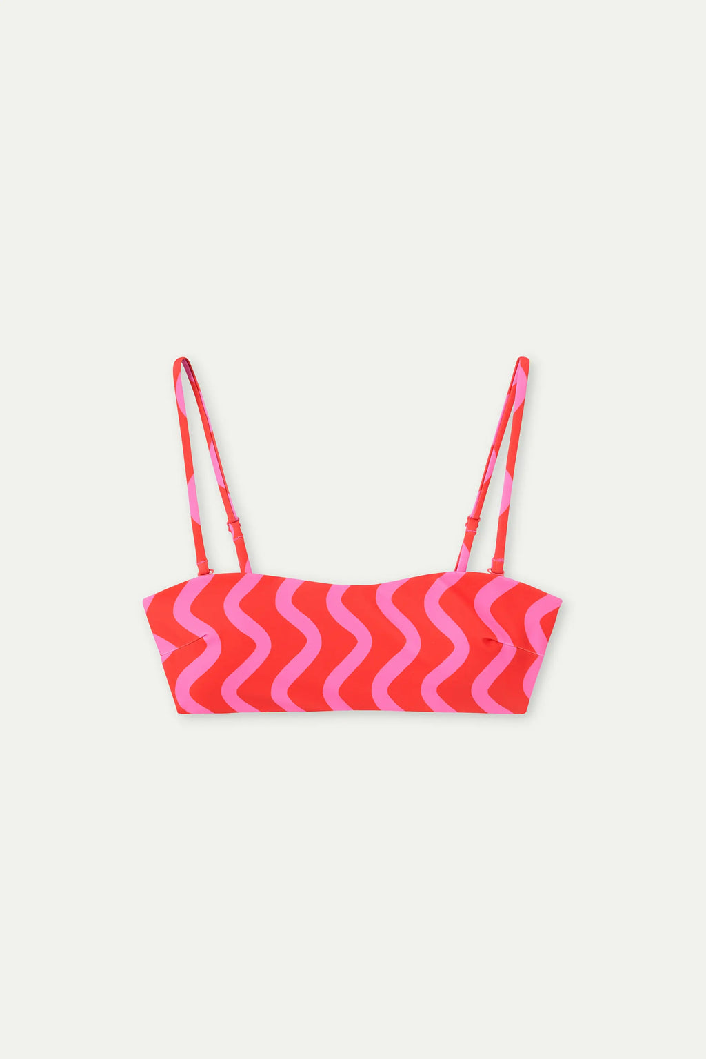 Top bikini recto estampado Wave Red & Pink