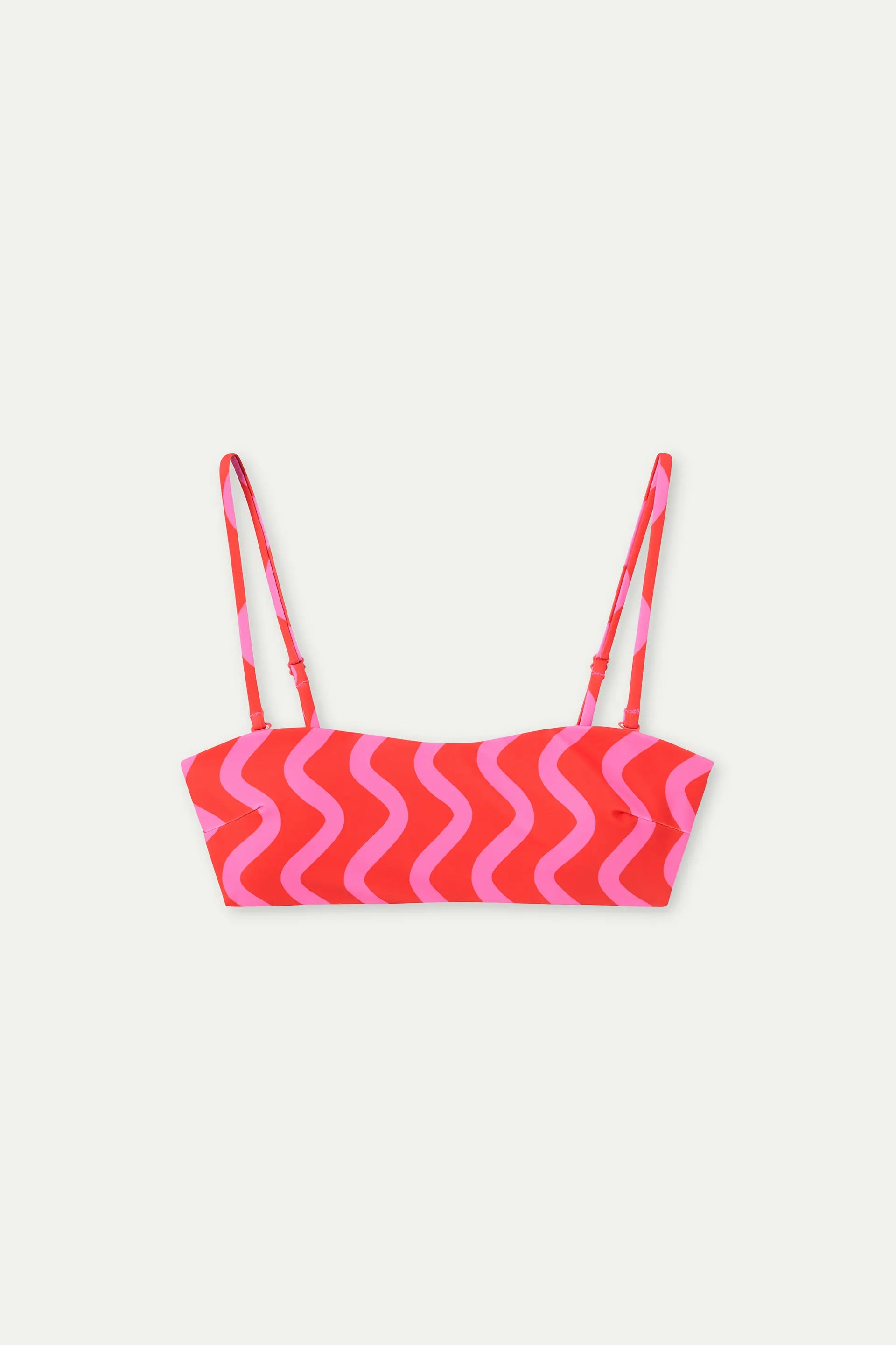 Top bikini recto estampado Wave Red & Pink