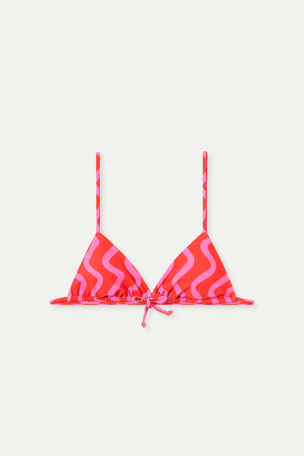 Top bikini triangular estampado Wave Red & Pink