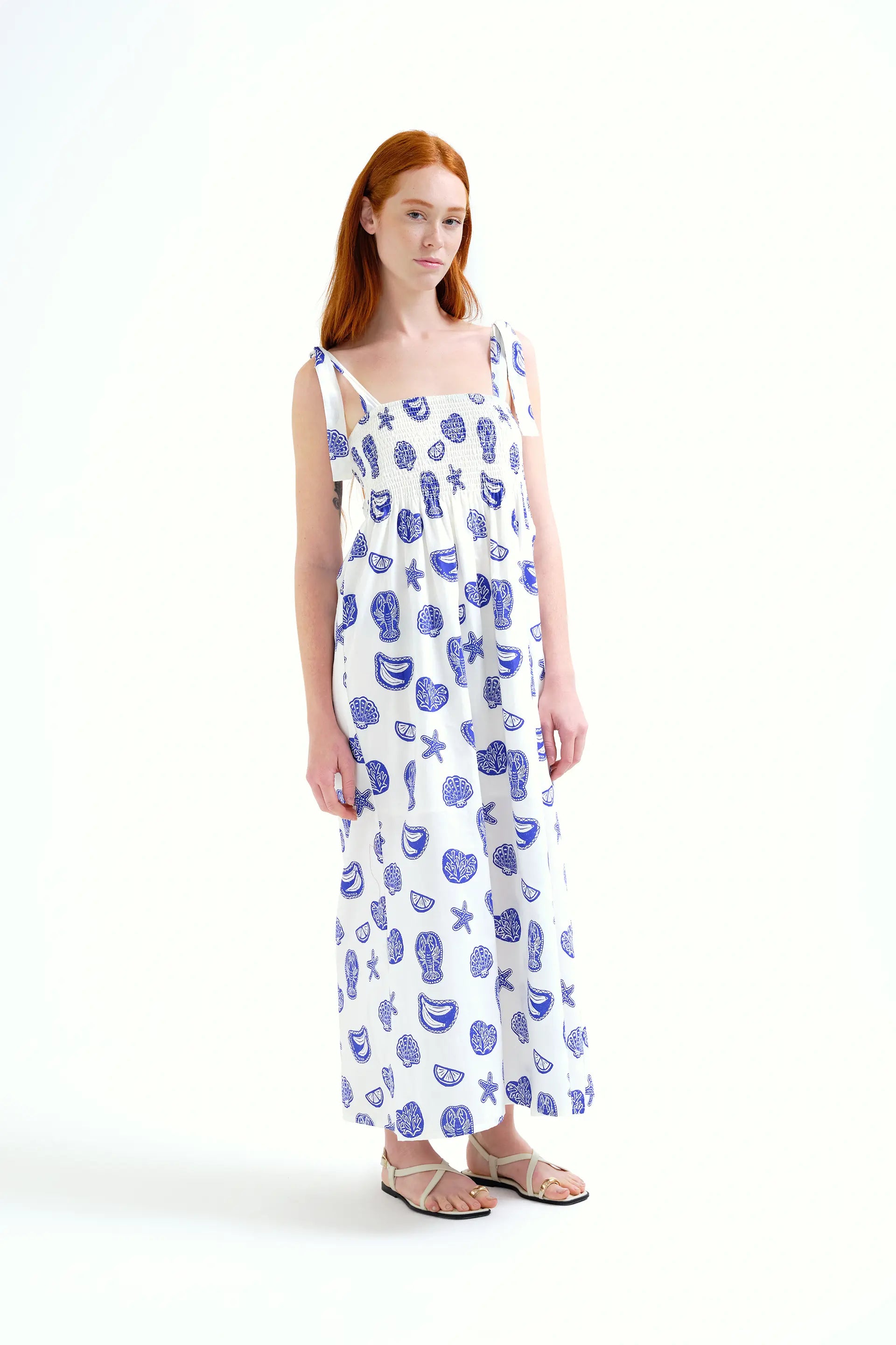 Vestido largo con estampado Lobster