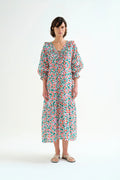 Vestido largo playero con estampado Guinda