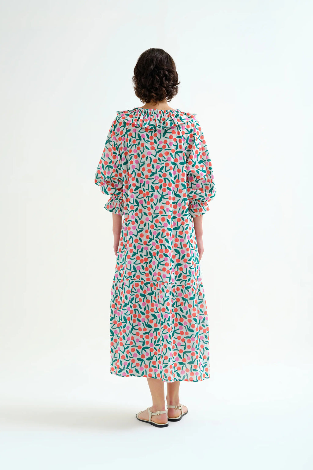 Vestido largo playero con estampado Guinda