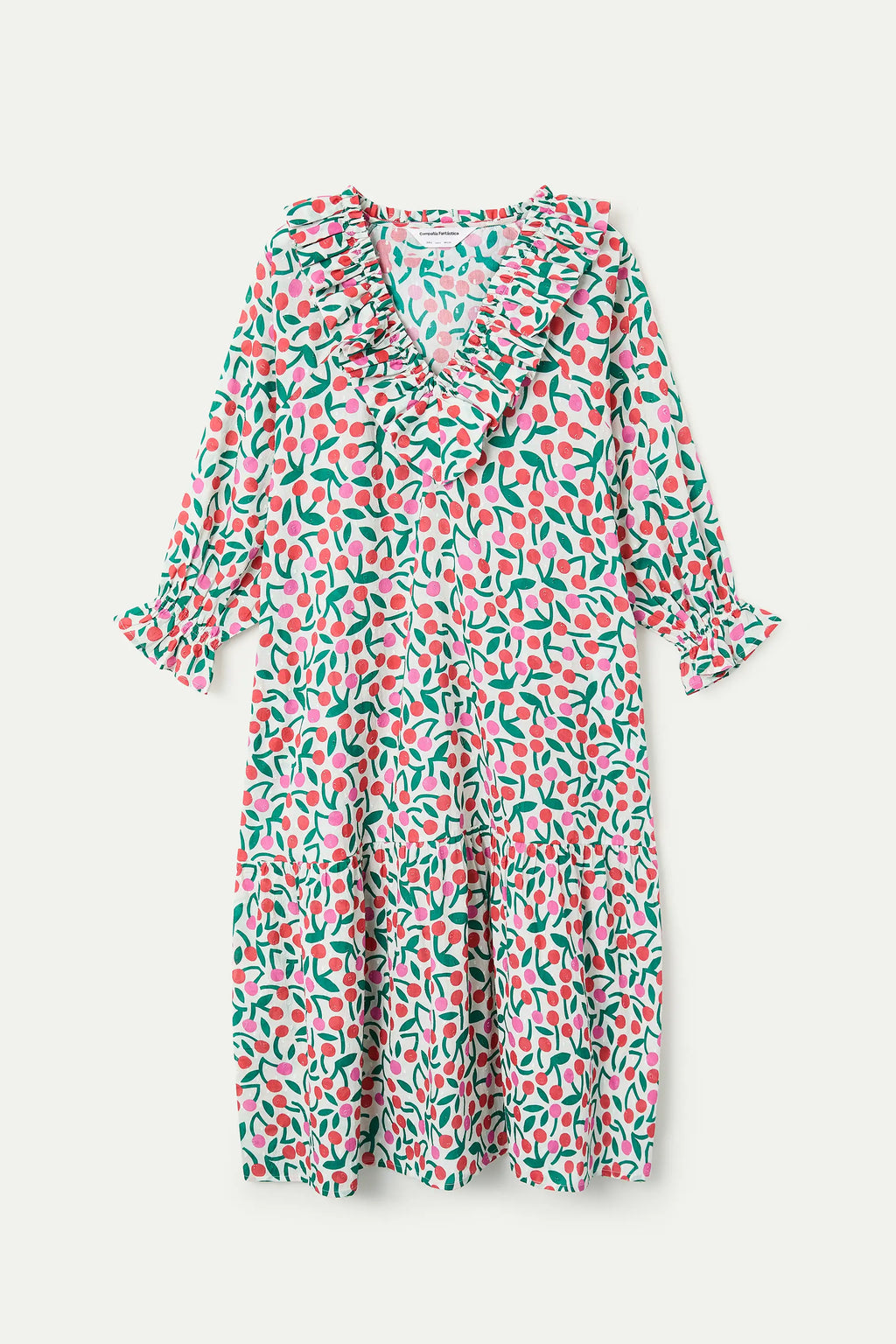 Vestido largo playero con estampado Guinda