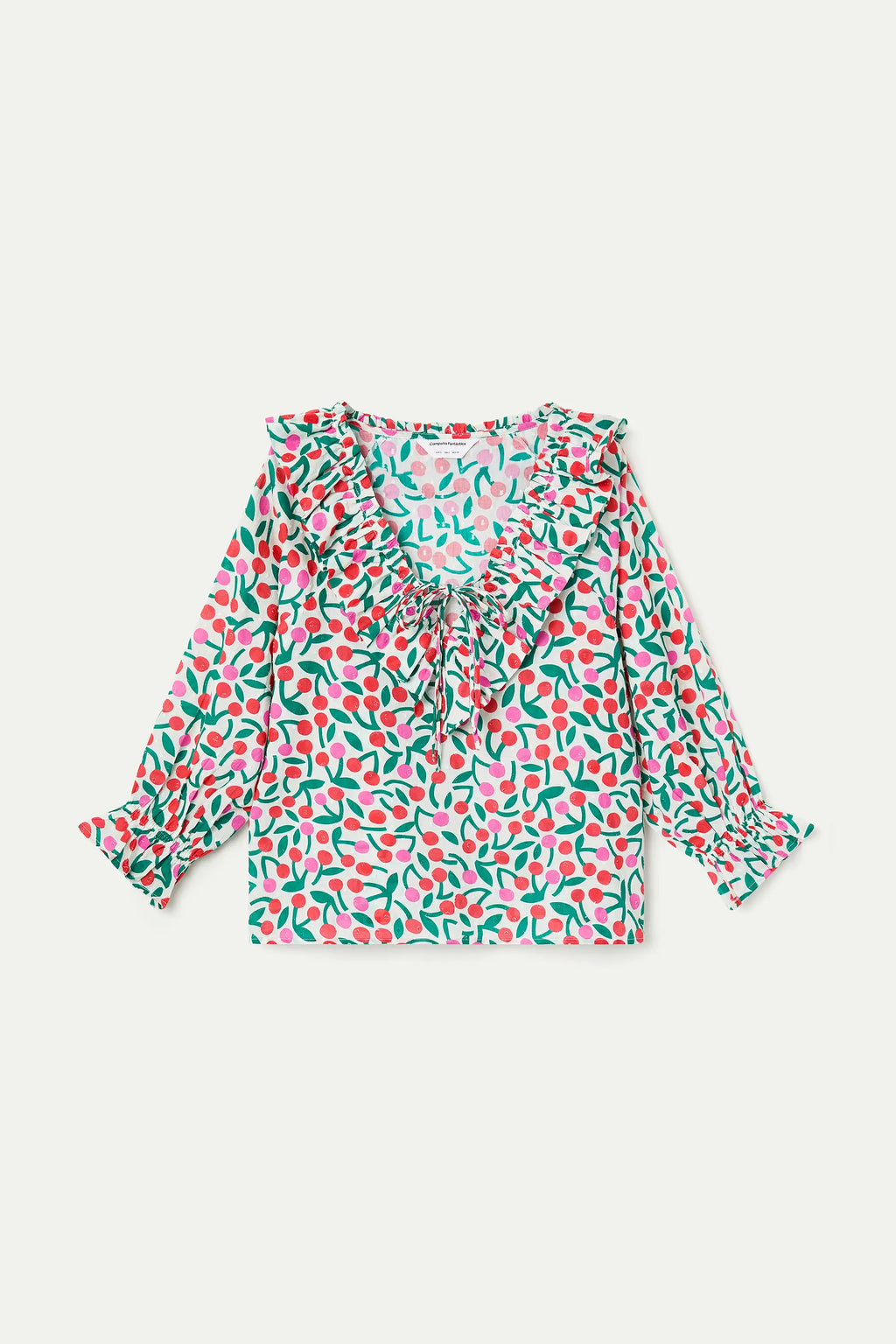 Top playero con estampado Guinda manga larga