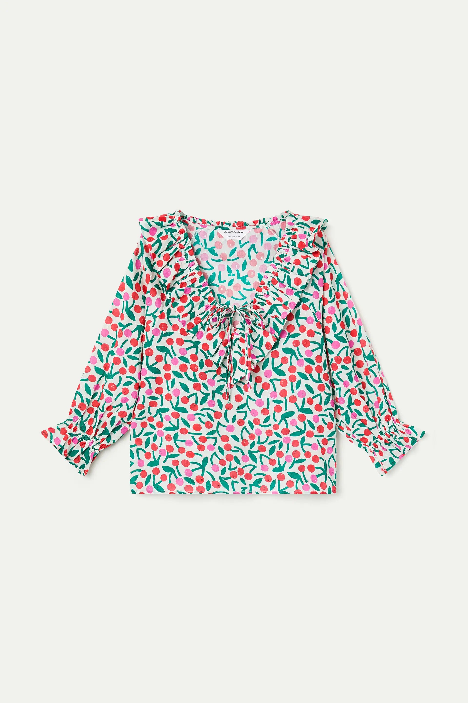 Top playero con estampado Guinda manga larga