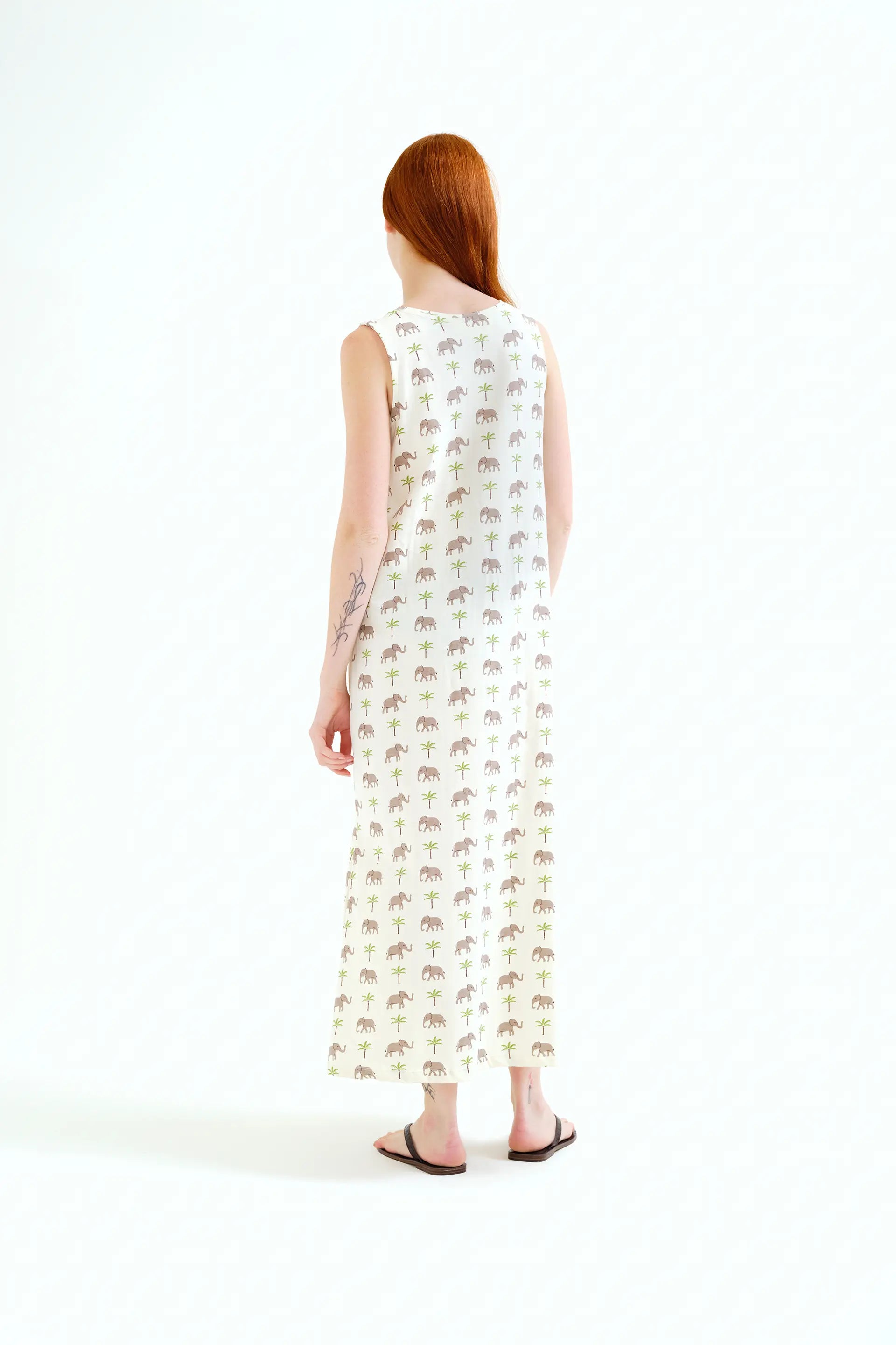 Vestido largo con estampado Elefante