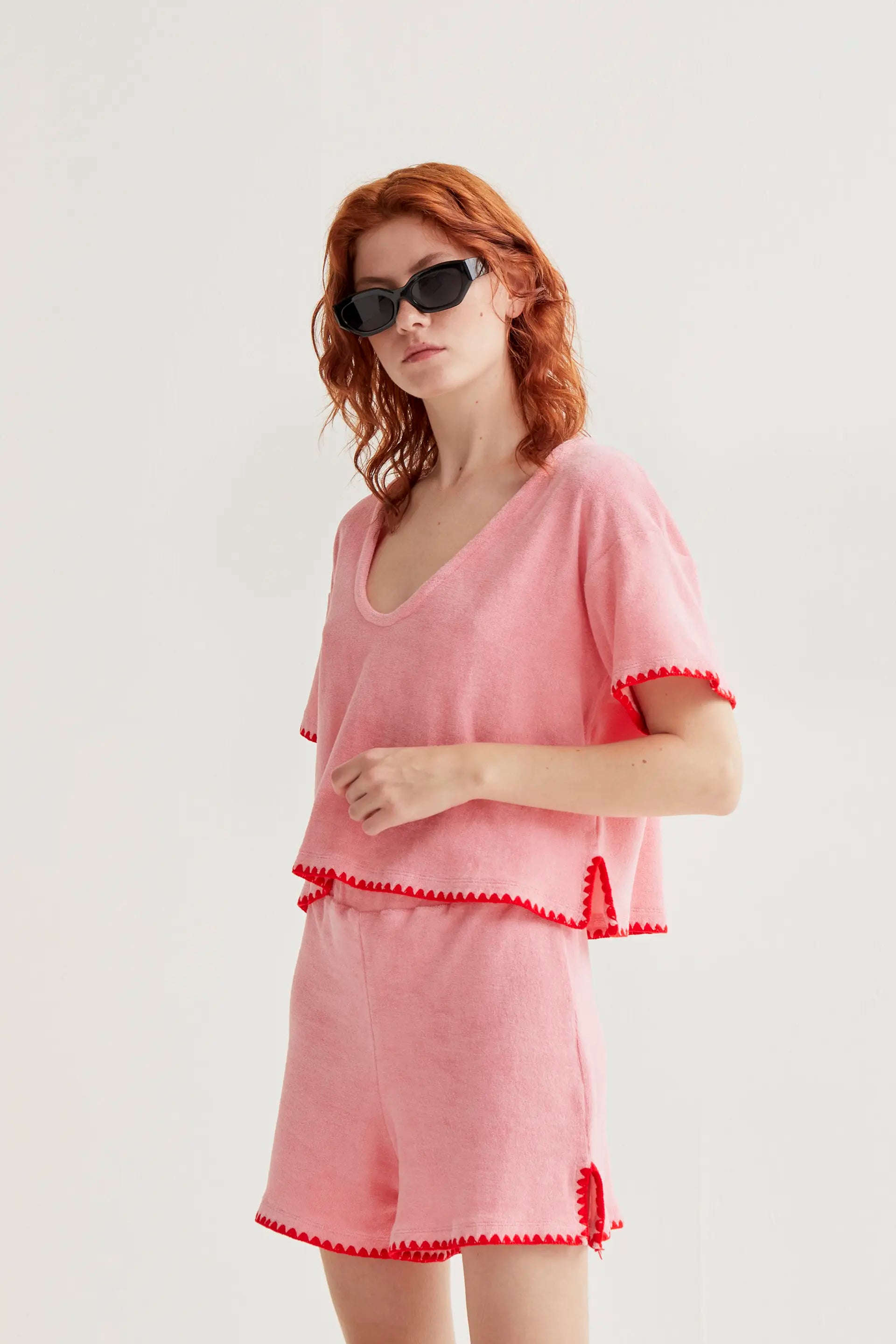 Top playero 100% algod¨®n con rosa
