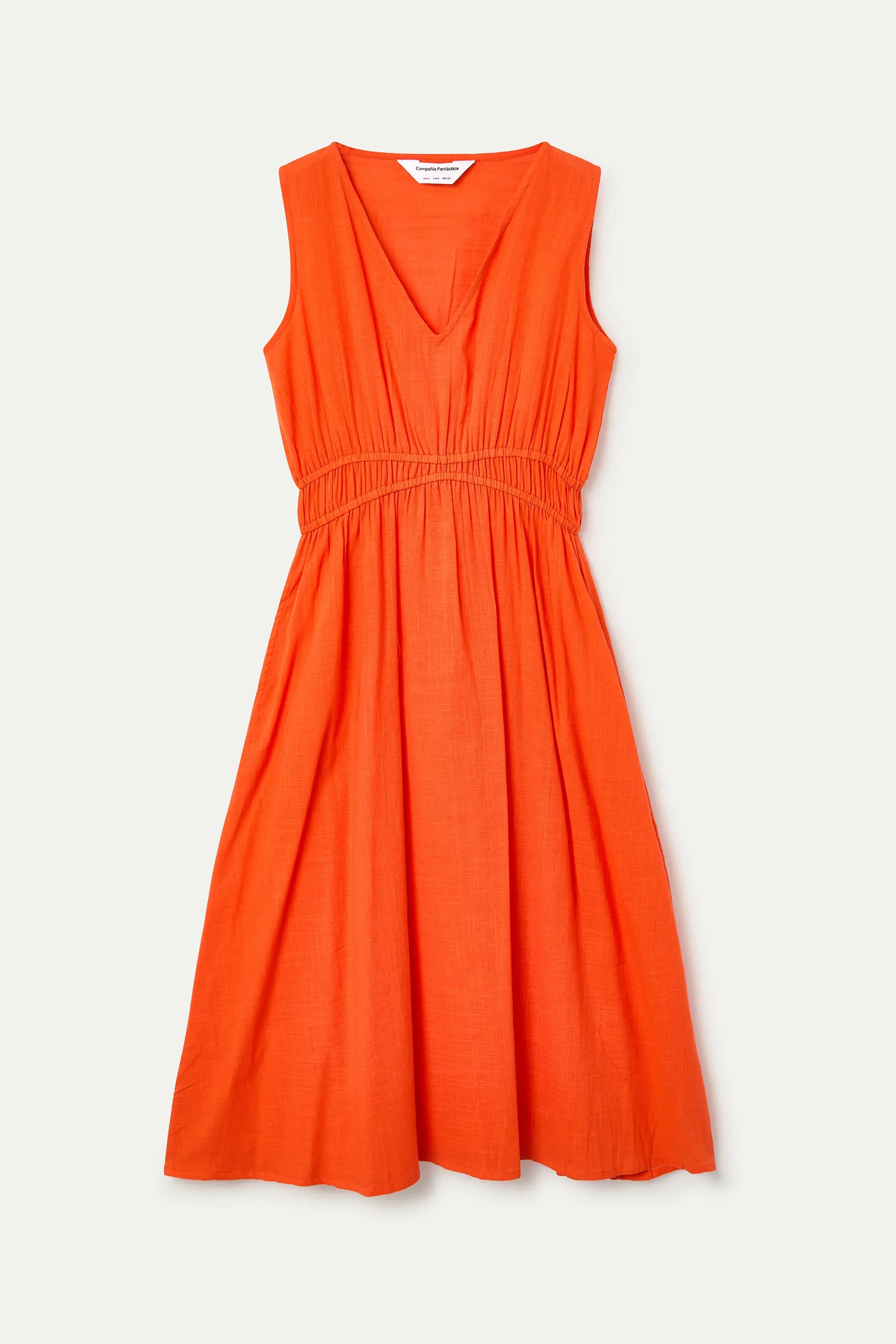 Vestido midi 100% algod¨®n naranja