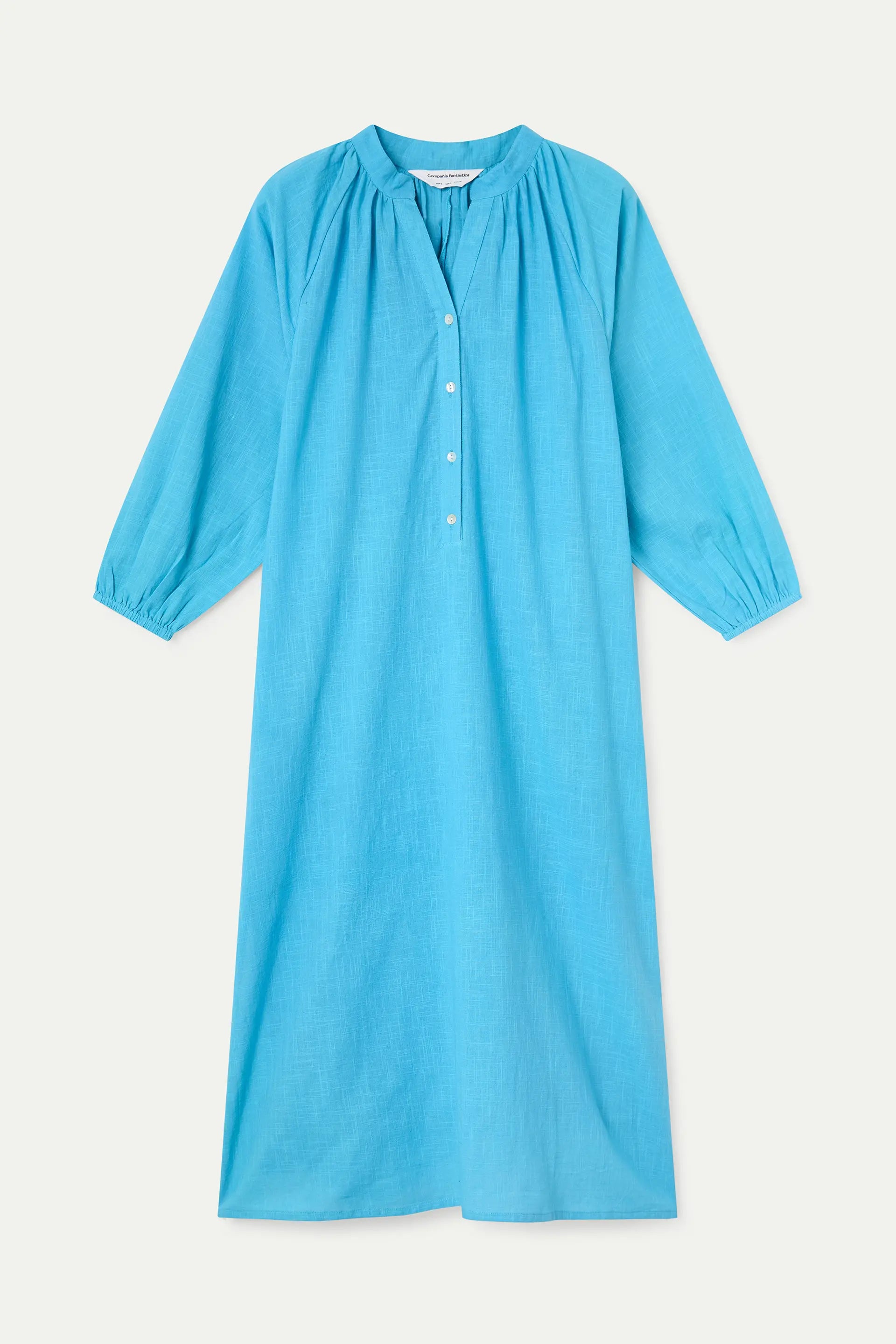 Kaftan largo azul con botones