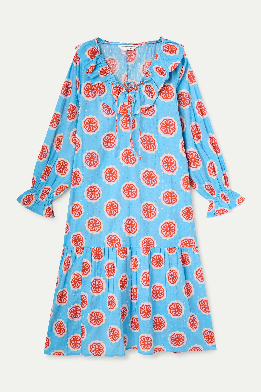 Vestido largo playero con estampado Red bloom flowers
