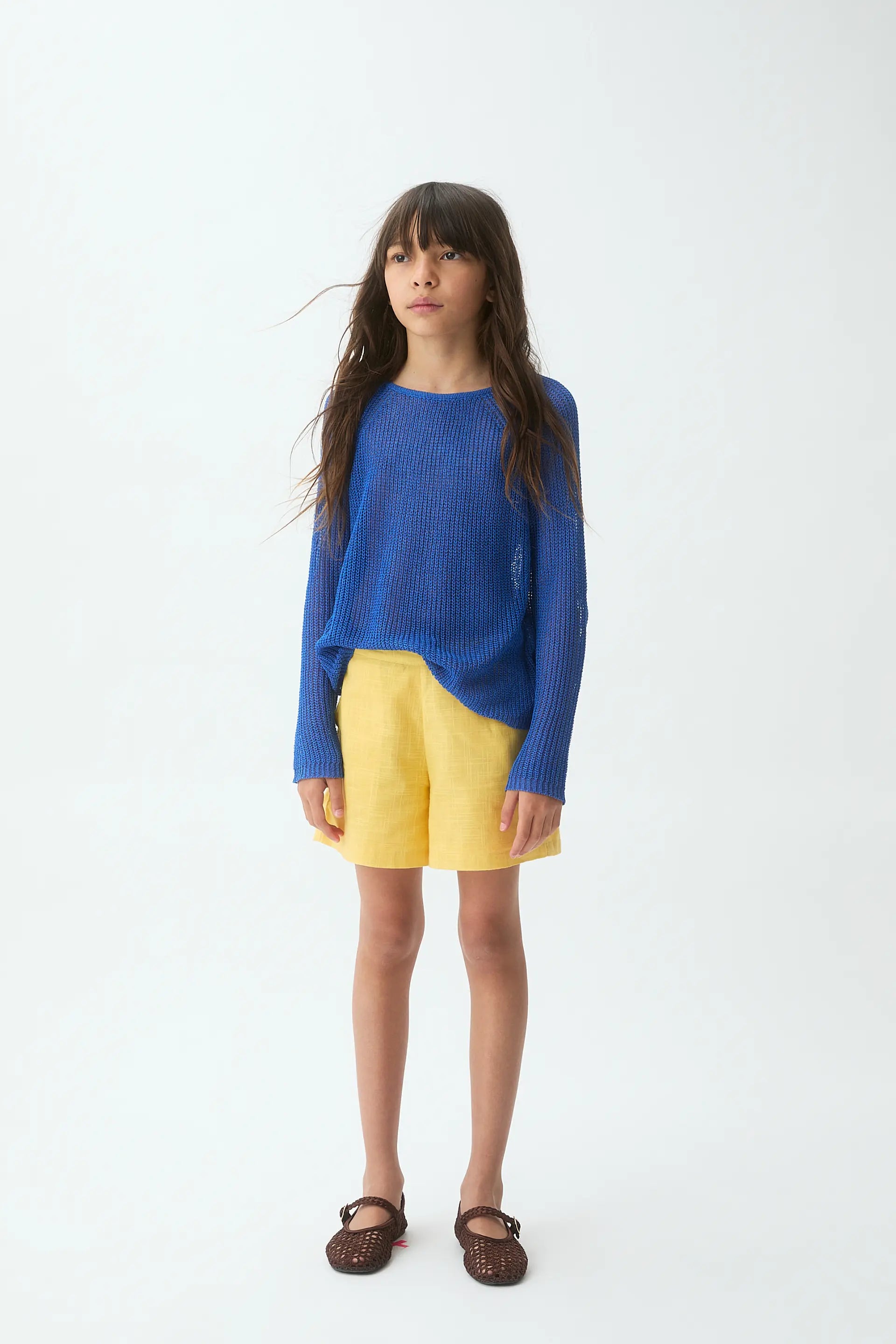 Jersey punto azul manga larga de niña