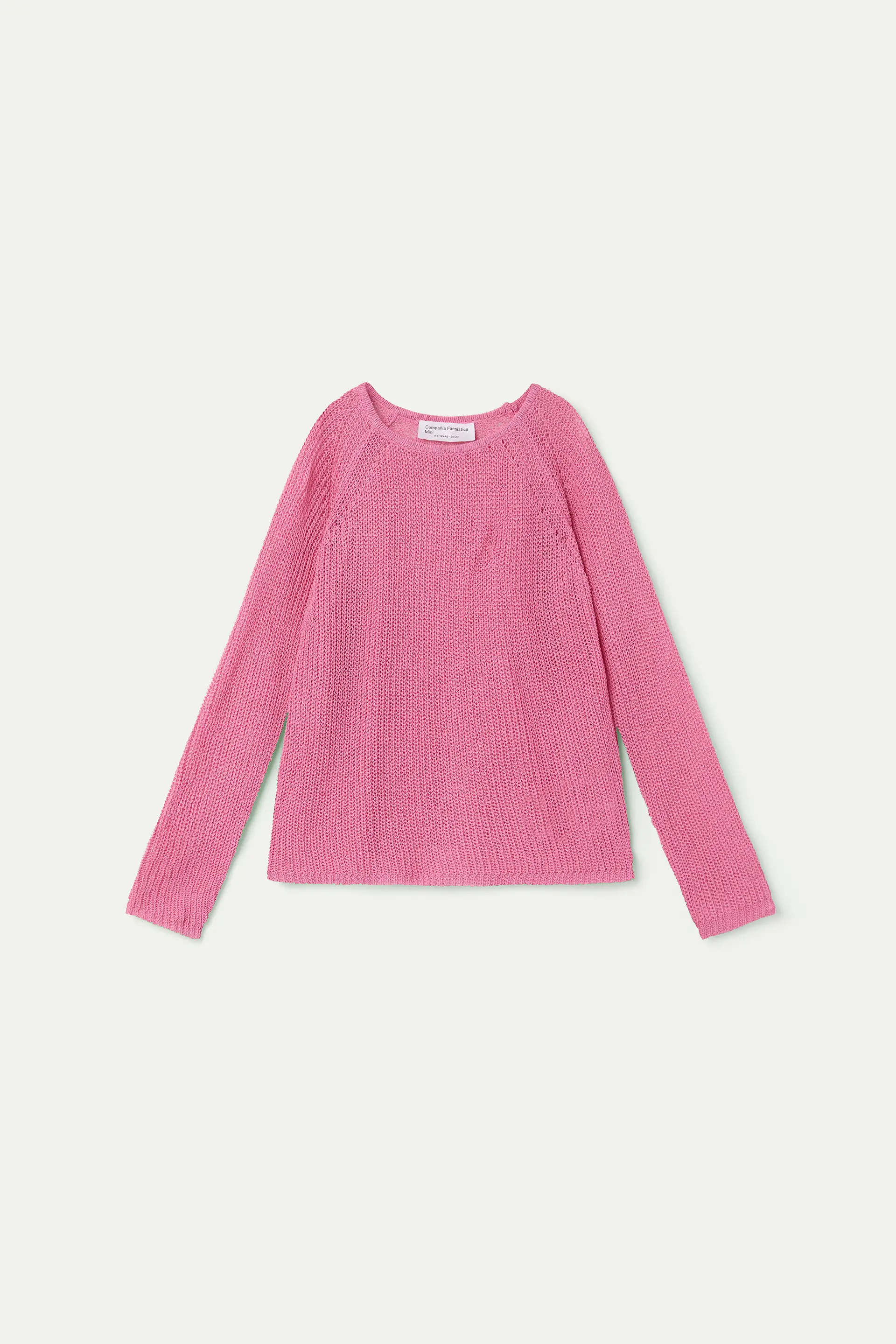 Jersey punto rosa manga larga de niña