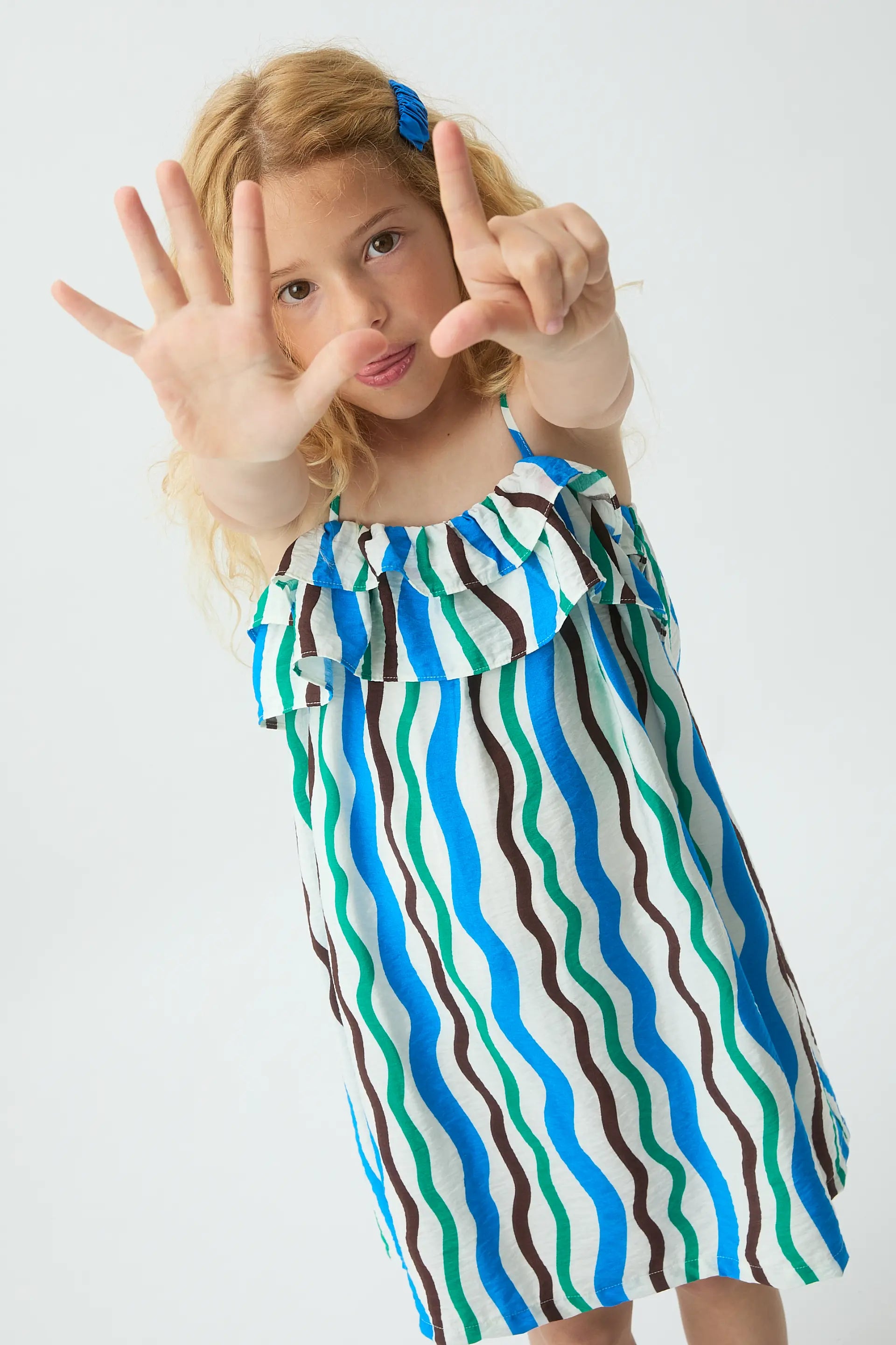 Vestido corto de ni?a con estampado Sea & Mountain