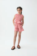 Top de ni?a con estampado Vichy rojo