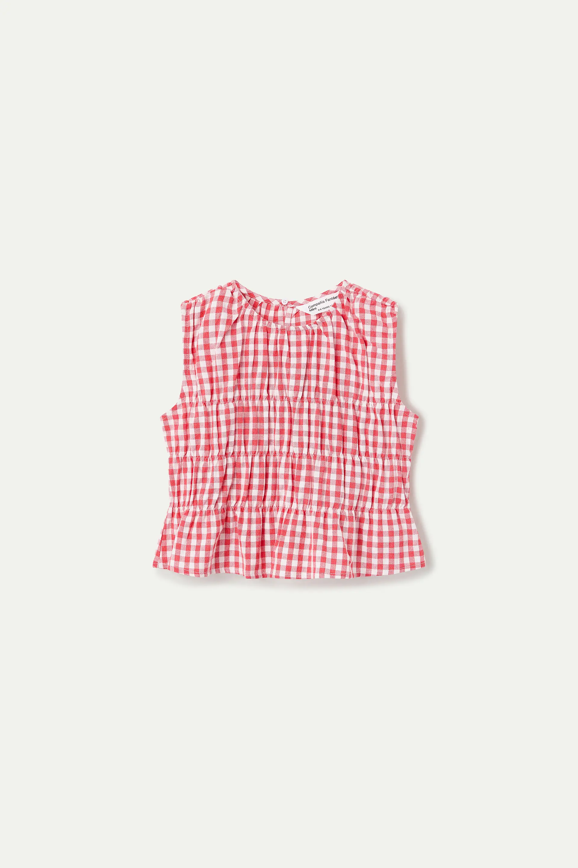 Top de ni?a con estampado Vichy rojo