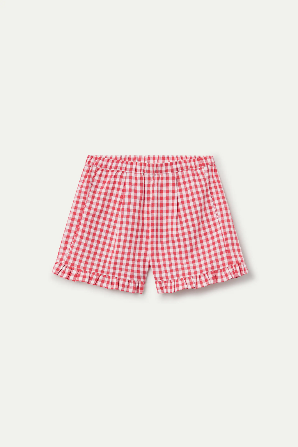 Shorts de niña con estampado Vichy rojo