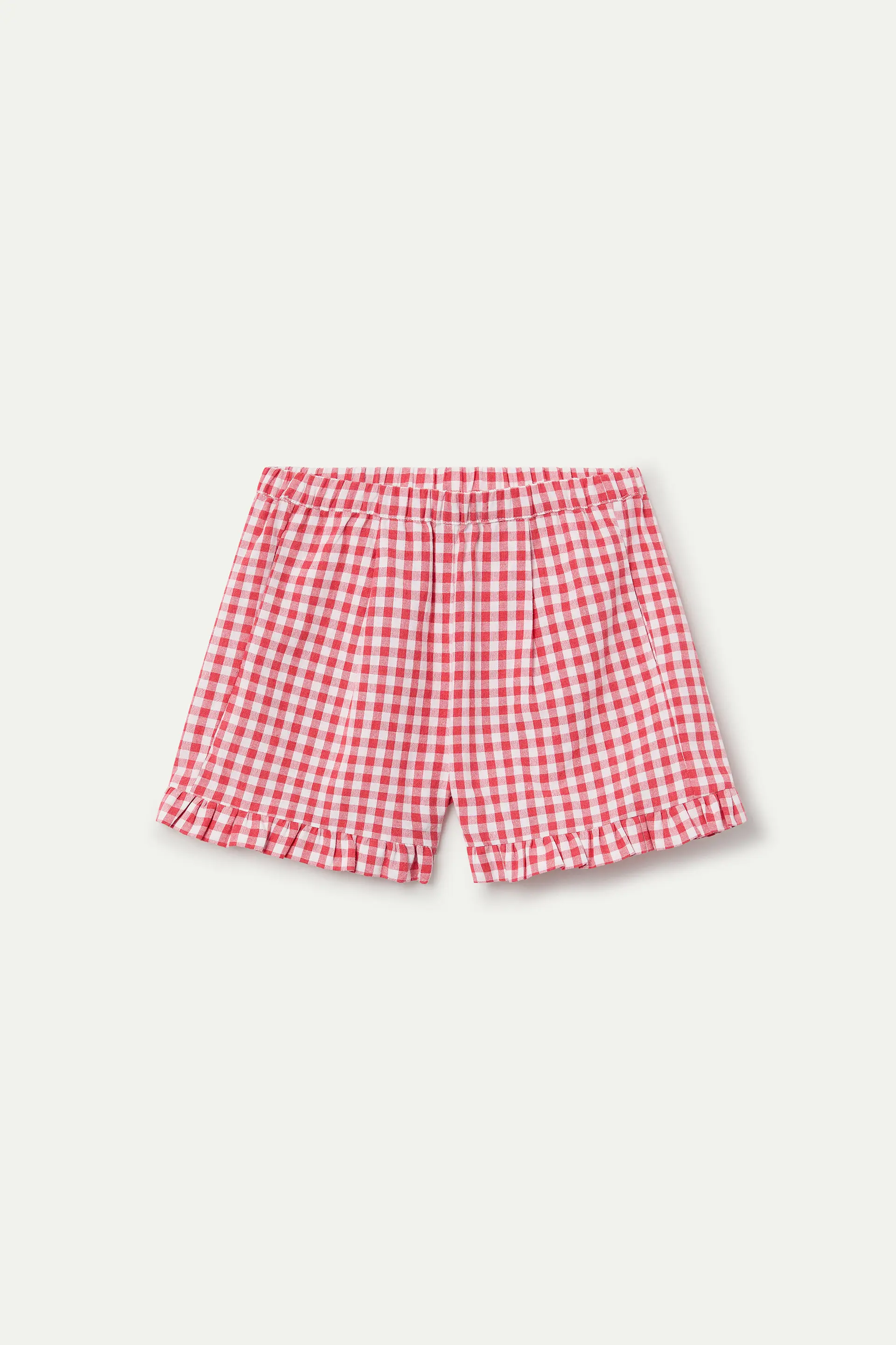 Shorts de niña con estampado Vichy rojo