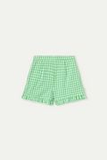 Shorts de niña con estampado vichy verde claro