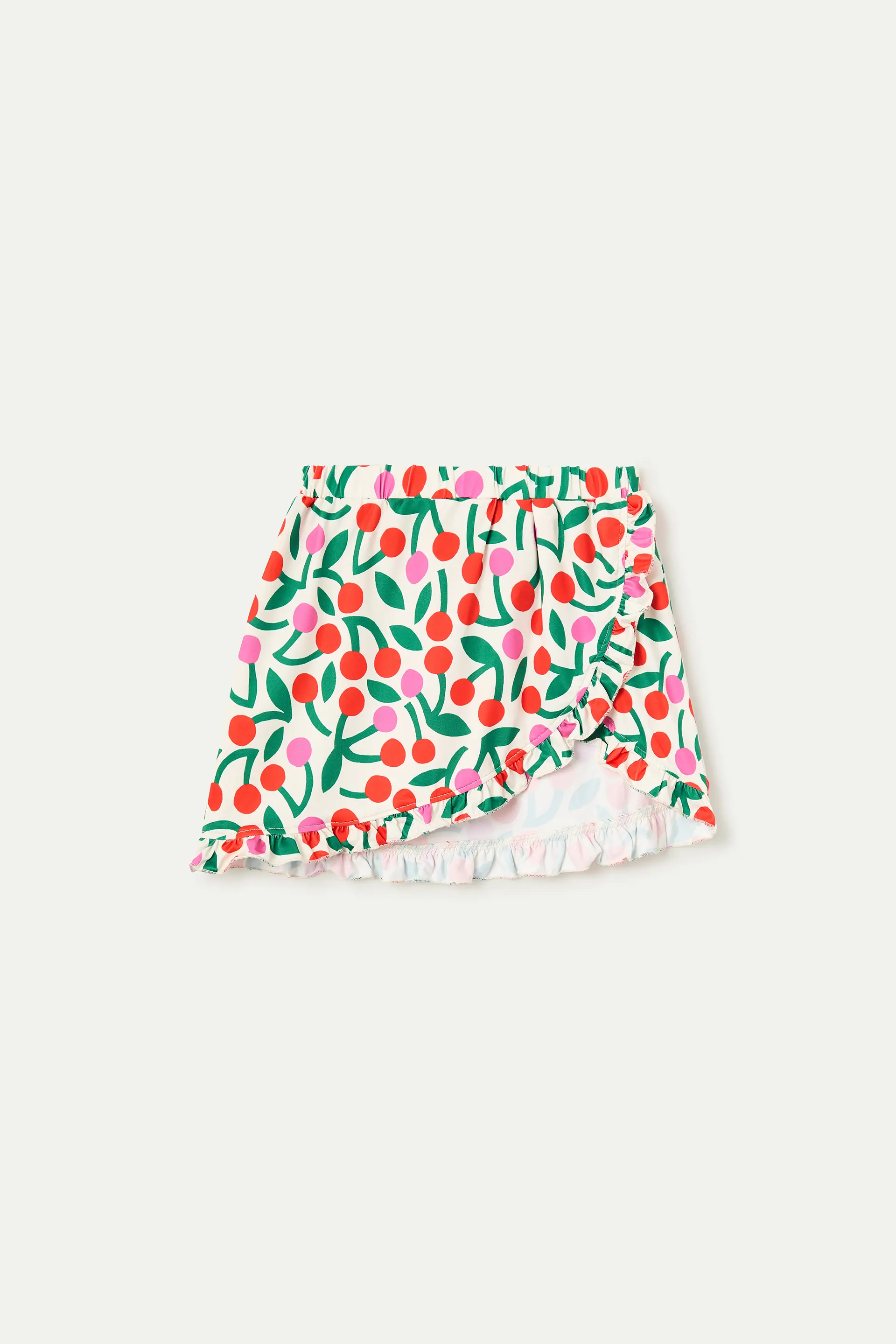 Falda corta pareo de ni?a con estampado Guinda