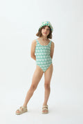 Ba?ador de ni?a con estampado Olive Flower Green