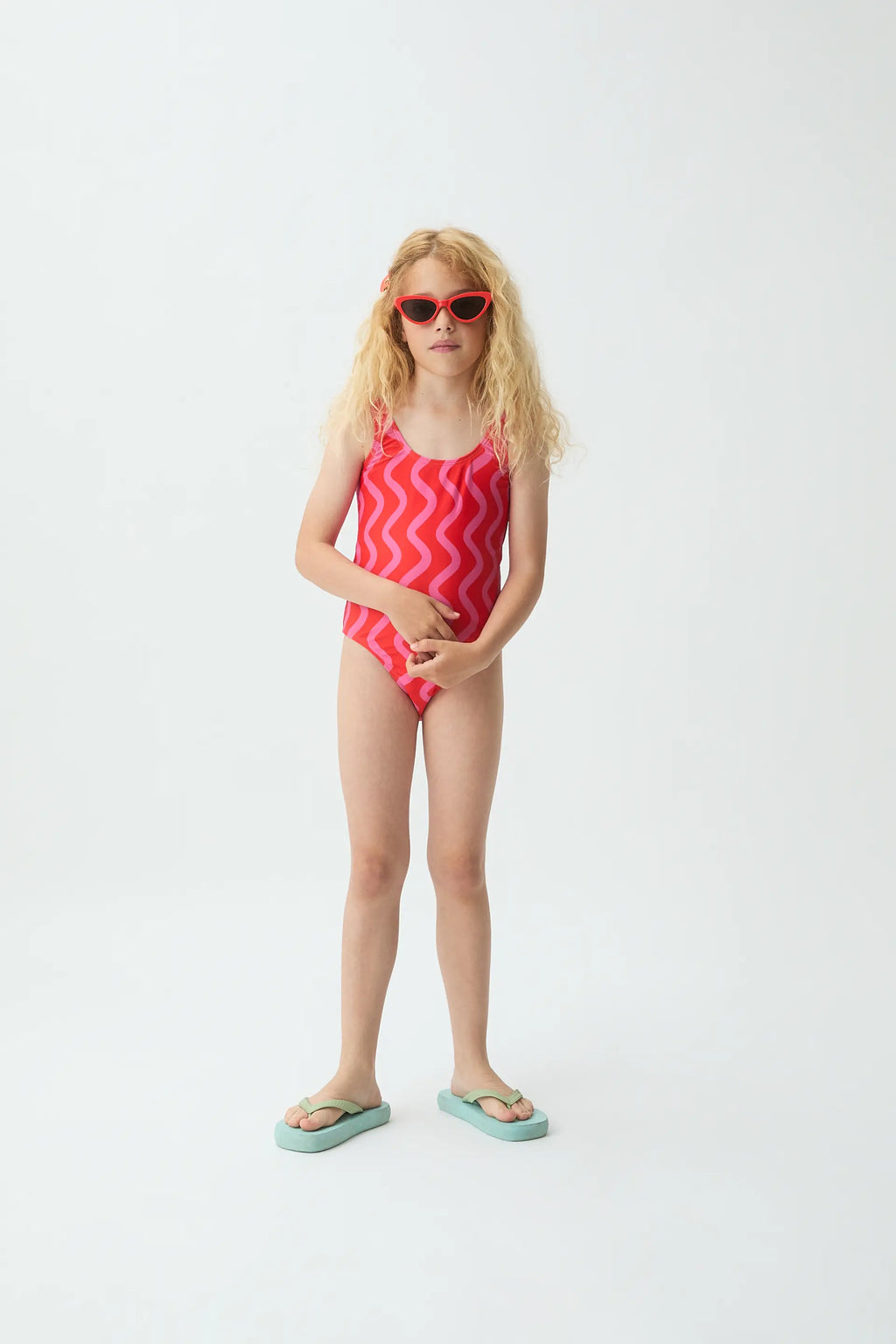 Ba?ador de ni?a con estampado Wave Red & Pink