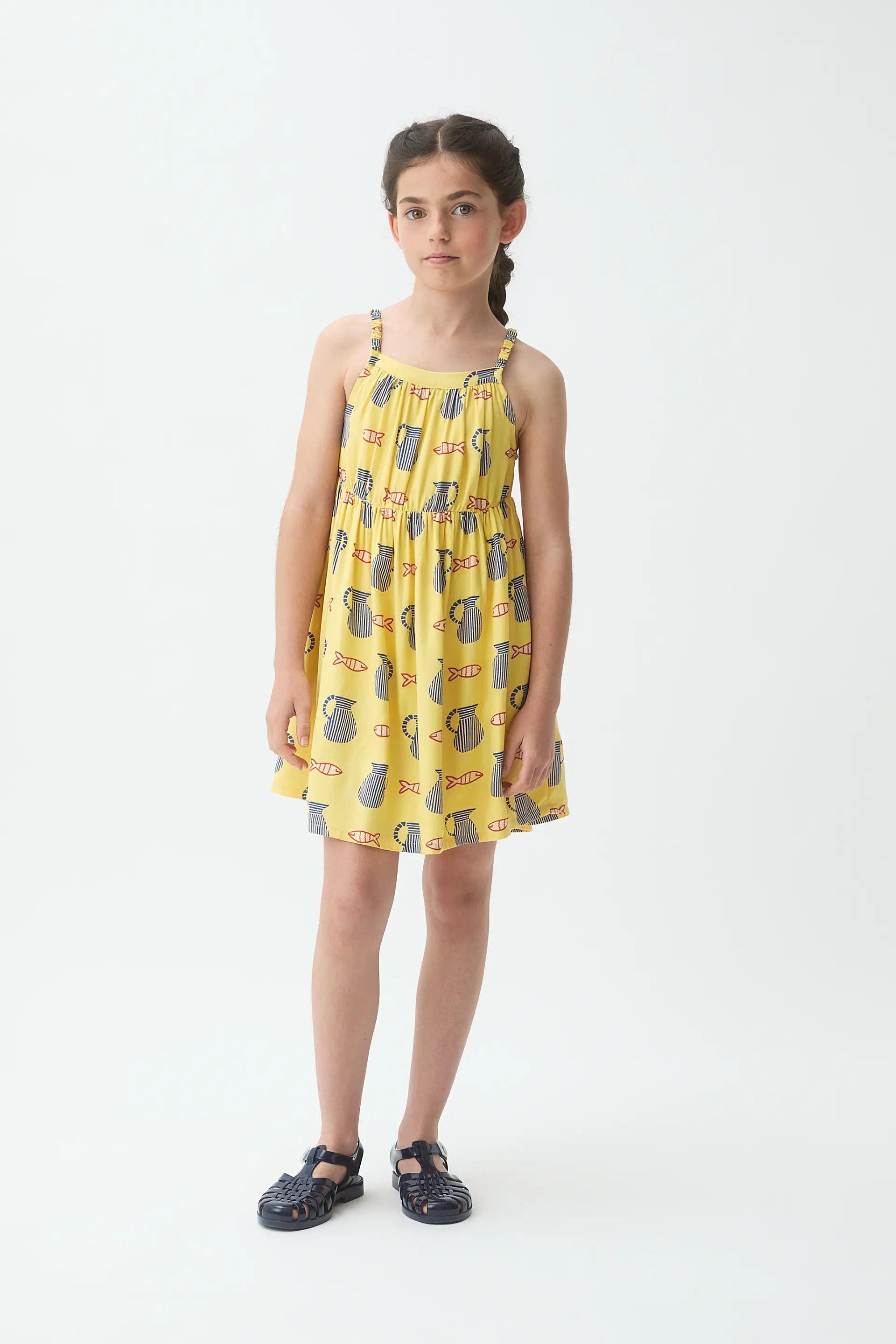 Vestido corto de ni?a con estampado Brava
