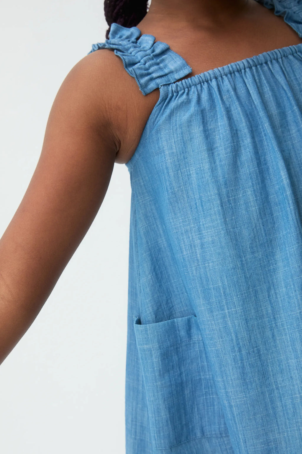 Vestido corto de ni?a 100% algod¨®n Chambray