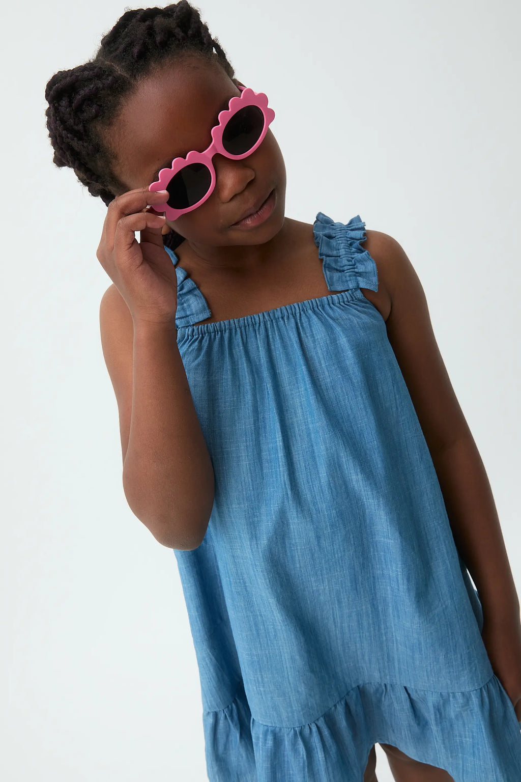 Vestido corto de ni?a 100% algod¨®n Chambray
