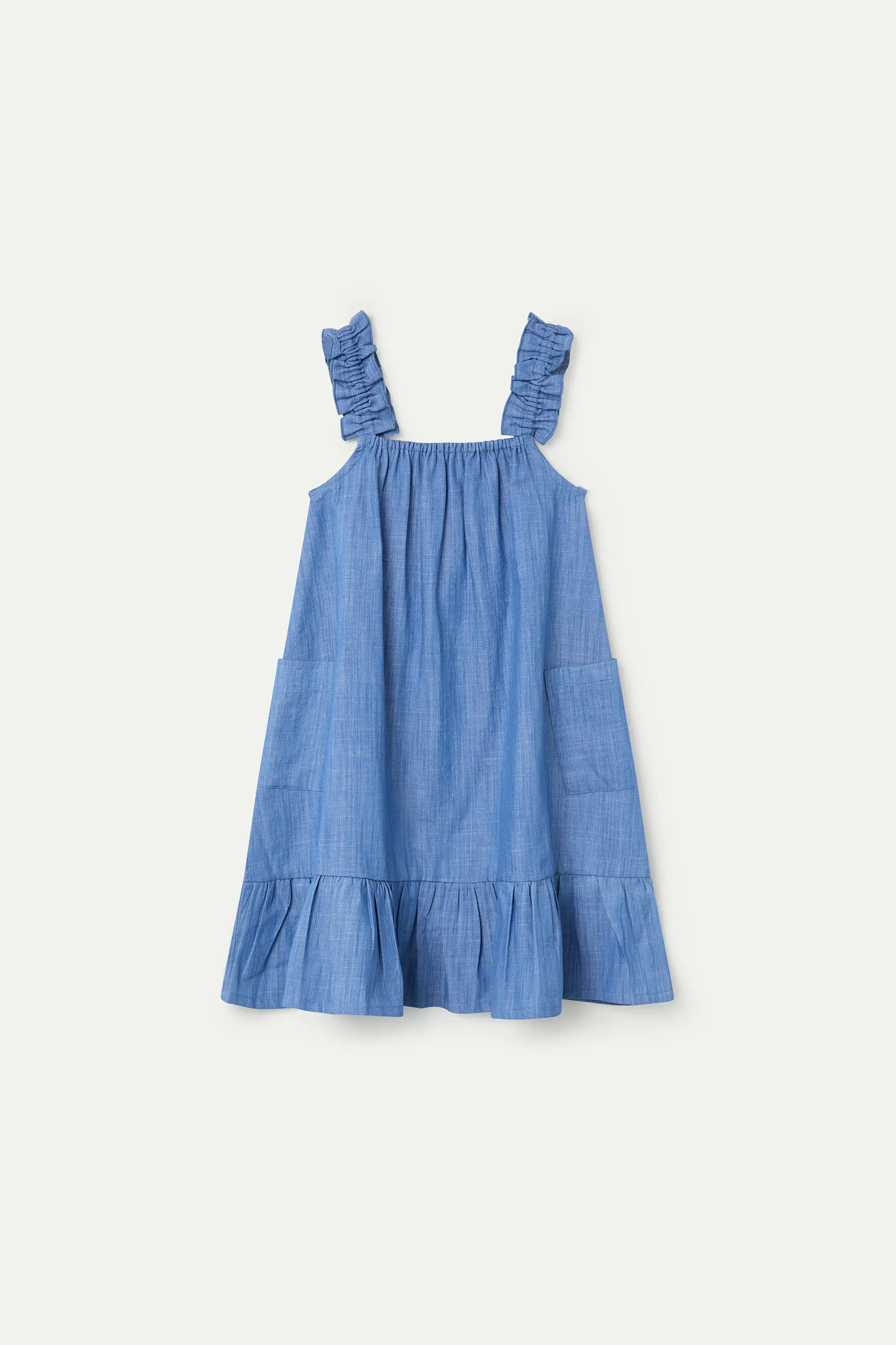 Vestido corto de ni?a 100% algod¨®n Chambray