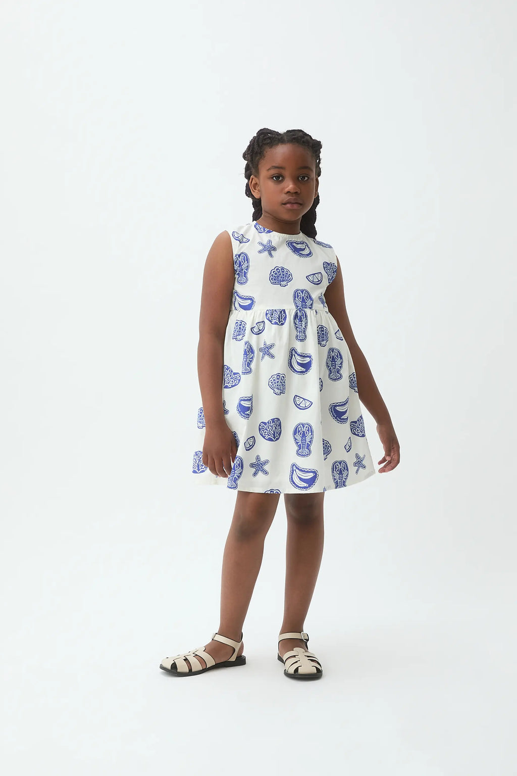 Vestido corto de ni?a 100% algod¨®n estampado Lobster